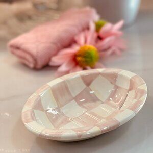 MacKenzie-Childs Rosy Check Soap Dish-NEW